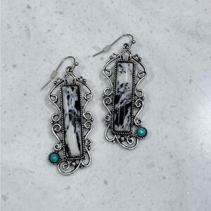 Silver with Marble/Turquoise look earrings